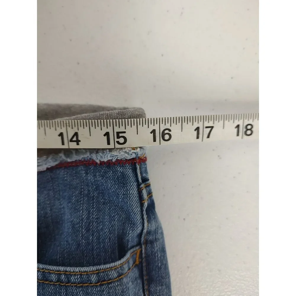 Tommy Girl Jeans 85 Patch Blue Denim Gray Jersey Waistband Bootcut Y2K Size 3‎